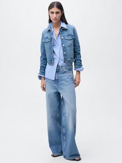 Mango Vicky Button Down Denim Jacket, Mid Blue, Mid Blue