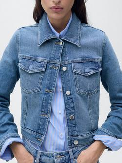 Mango Vicky Button Down Denim Jacket, Mid Blue - view 2, Mid Blue