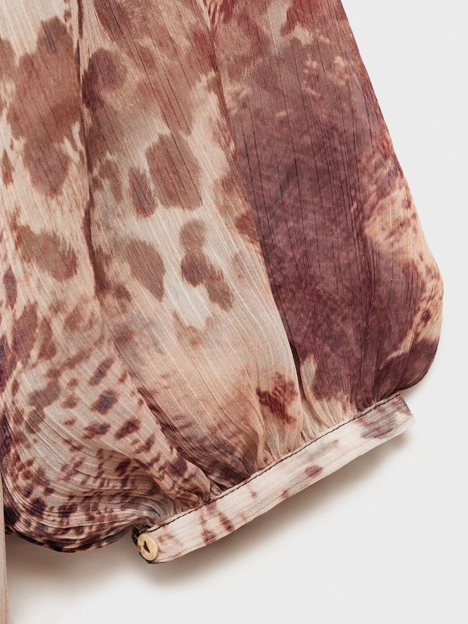 Product image 5 of 7, which shows Mango Butcher Long Sleeved Animal Print Dress, Brown, 10