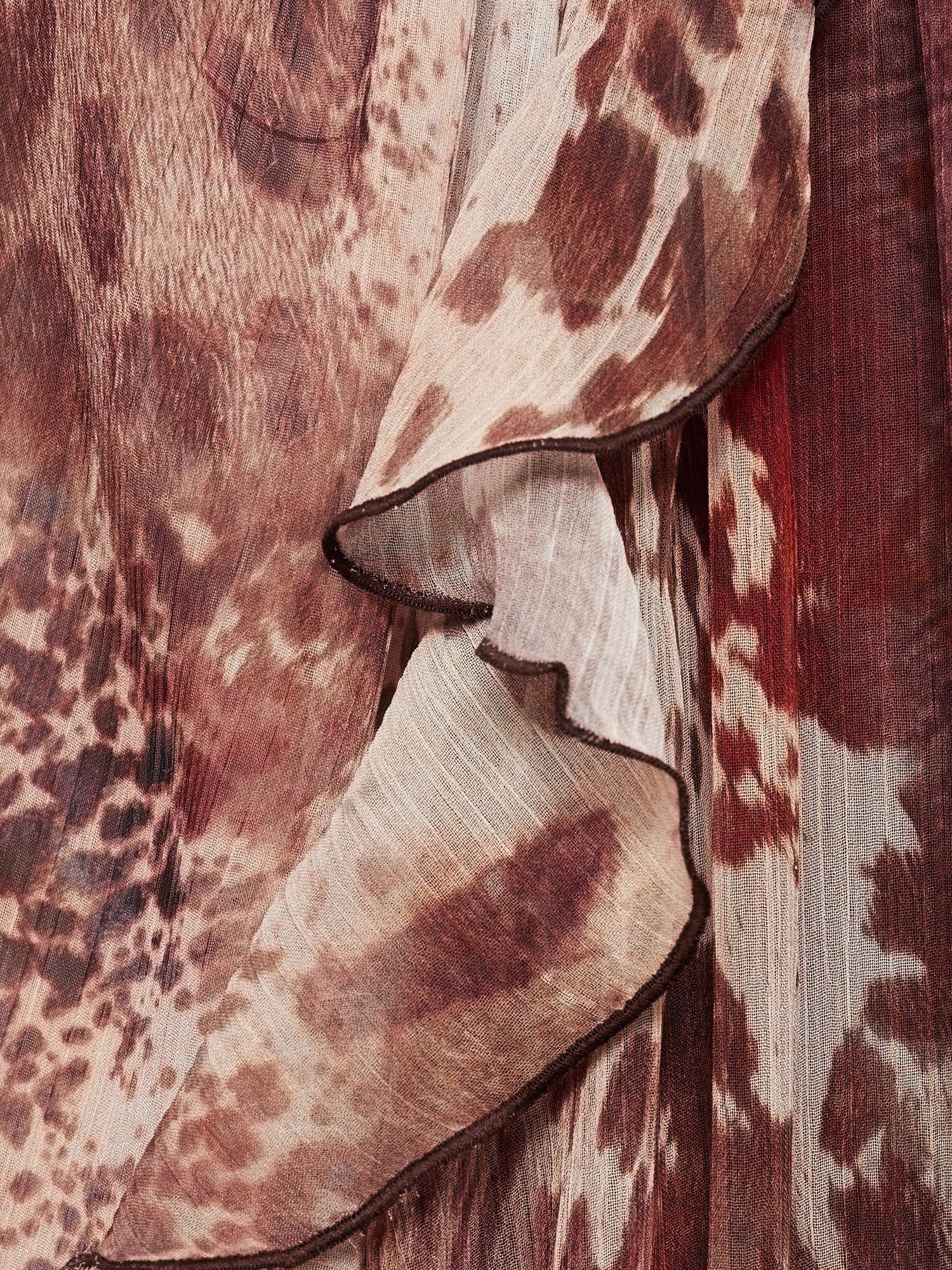 Product image 7 of 7, which shows Mango Butcher Long Sleeved Animal Print Dress, Brown, 10