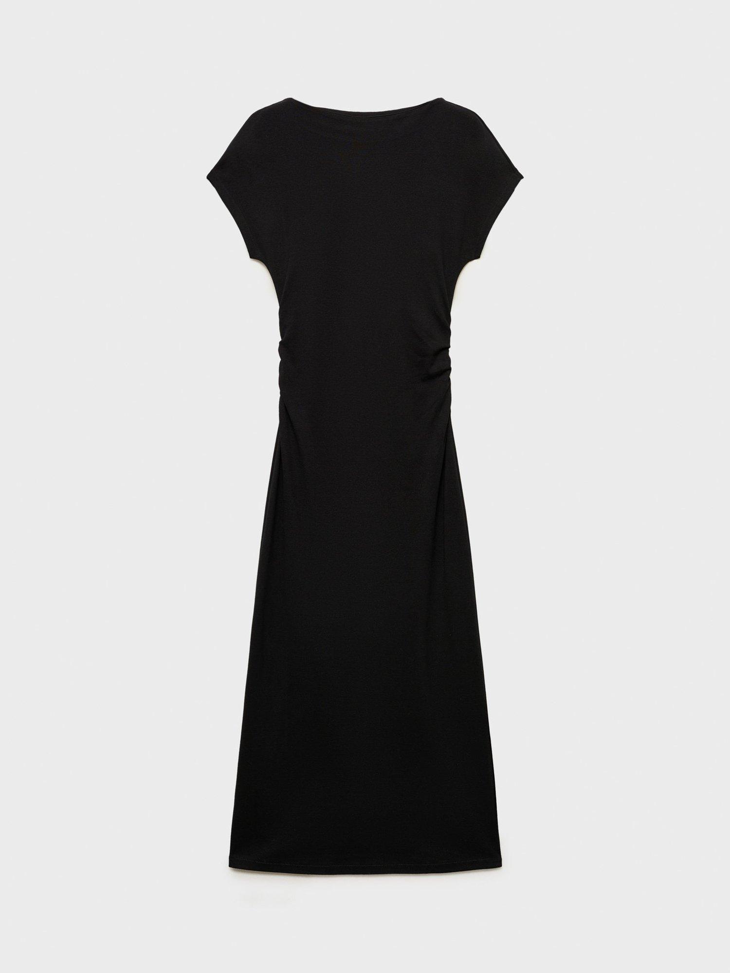 Product image 3 of 9, which shows Mango Carrot Cotton Stretchy Midi Dress, Black, 10