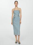Mango Marena Belted Denim Dress, Mid Blue