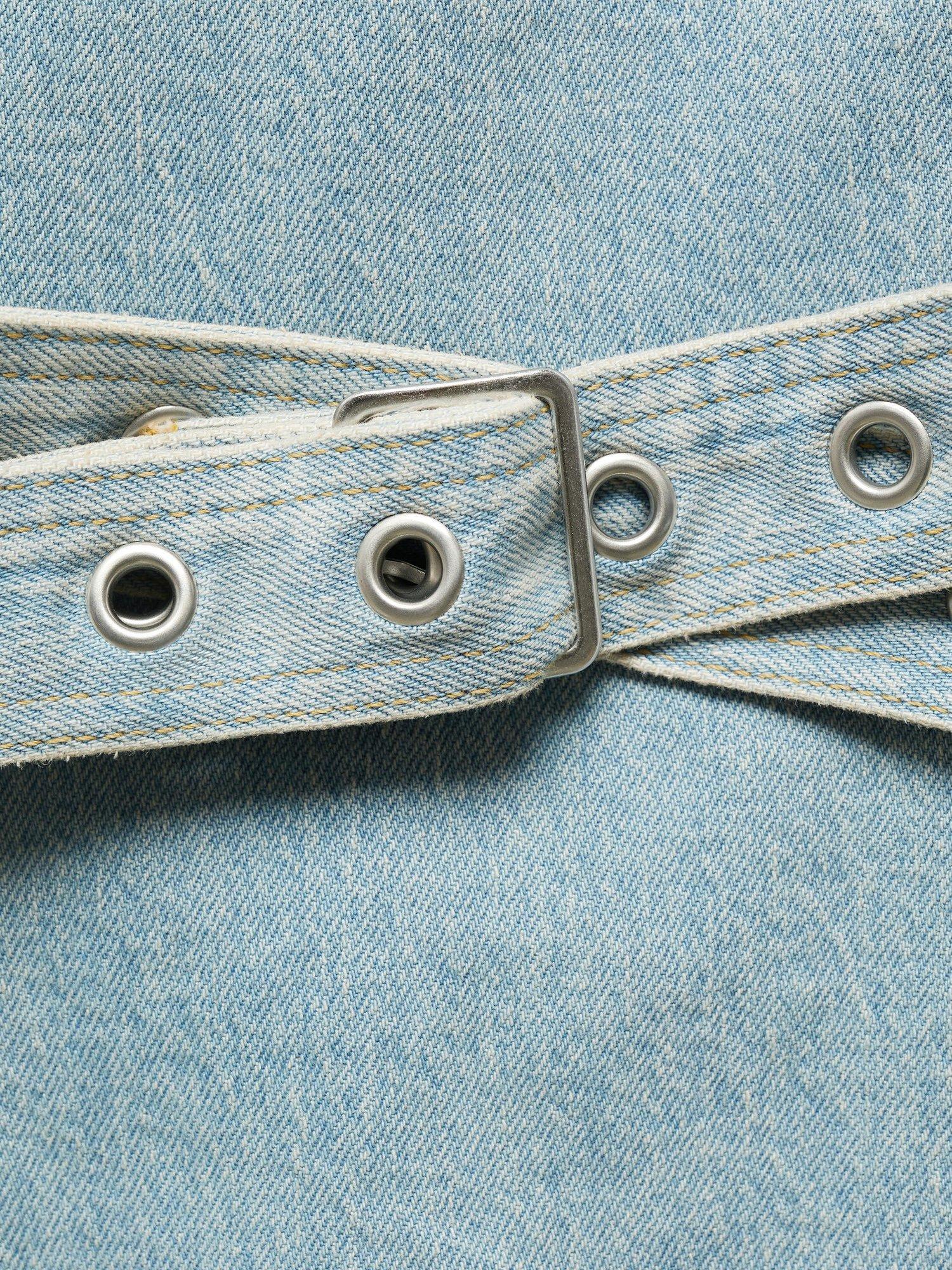 Product image 7 of 8, which shows Mango Marena Belted Denim Dress, Mid Blue, 14