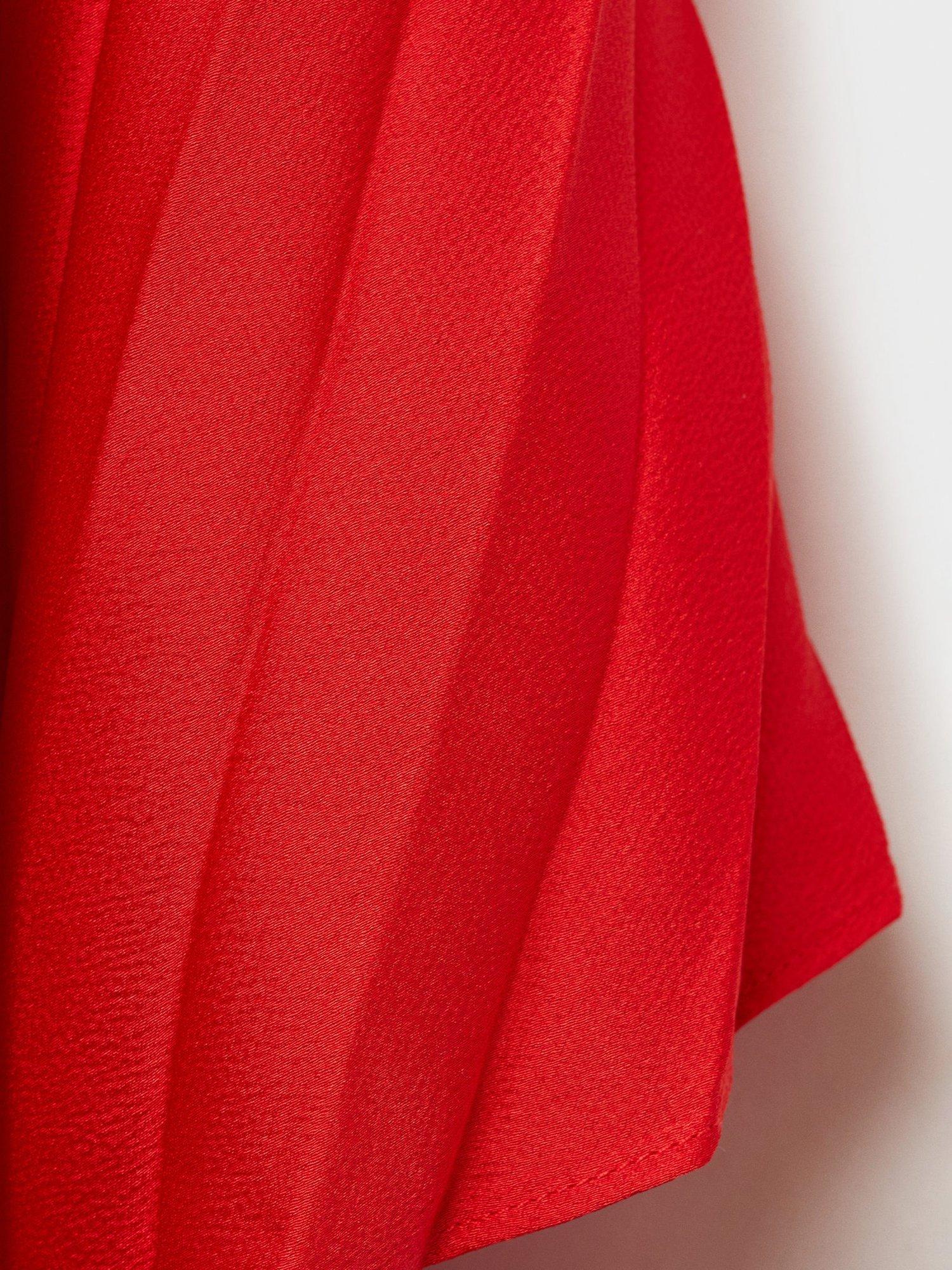 Product image 5 of 7, which shows Mango Nube Satin Pleated Loose Maxi Dress, Red, 10