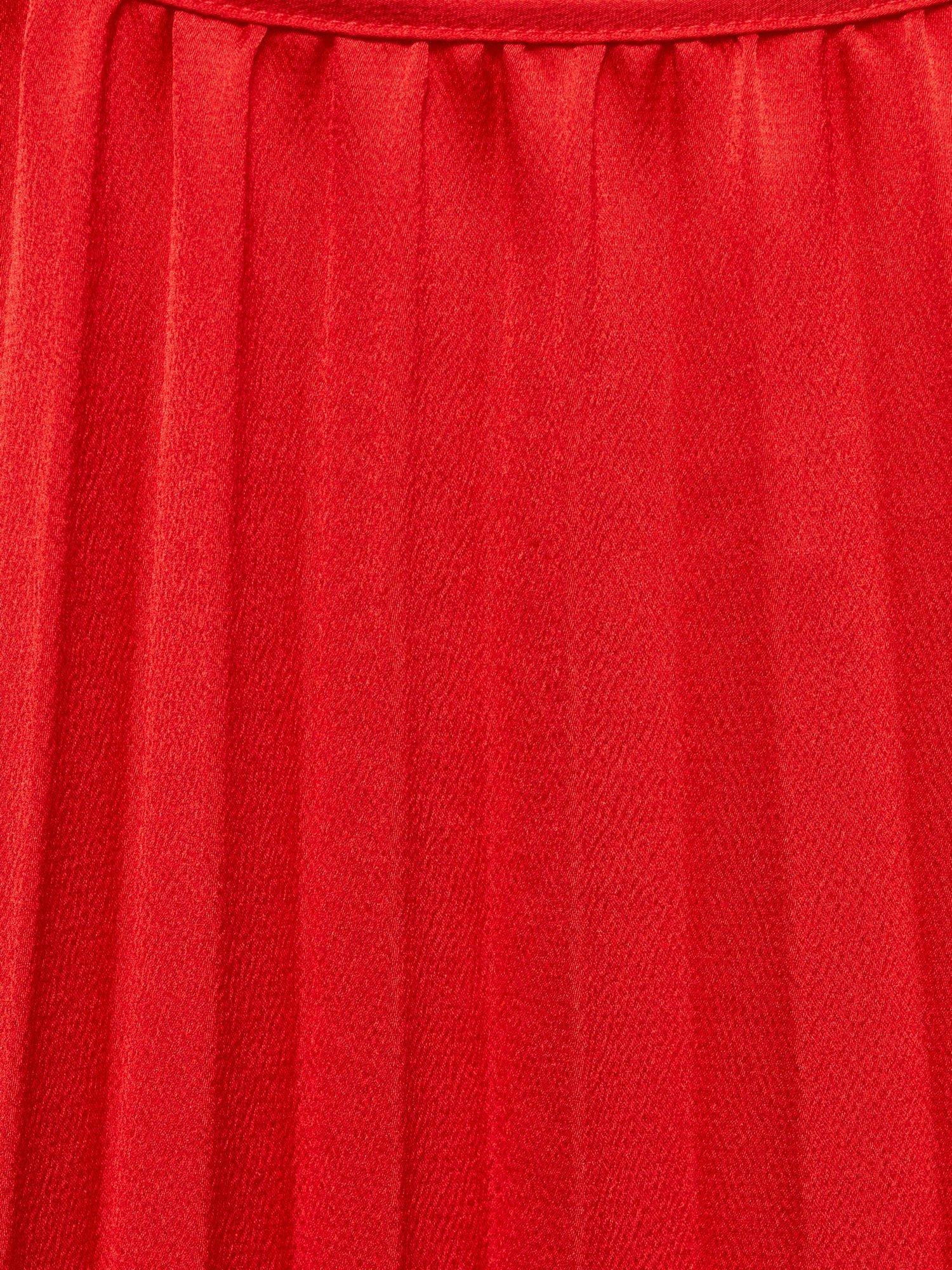 Product image 7 of 7, which shows Mango Nube Satin Pleated Loose Maxi Dress, Red, 10
