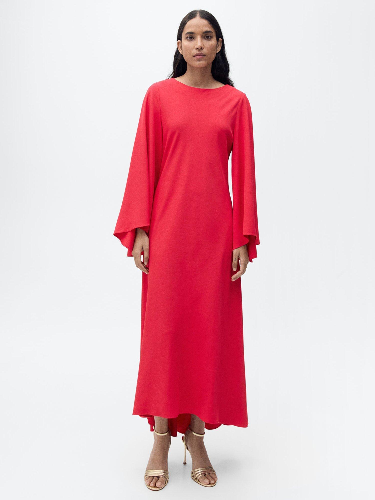 Product image 1 of 7, which shows Mango Rosa Drape Maxi Dress, Bright Pink, 8