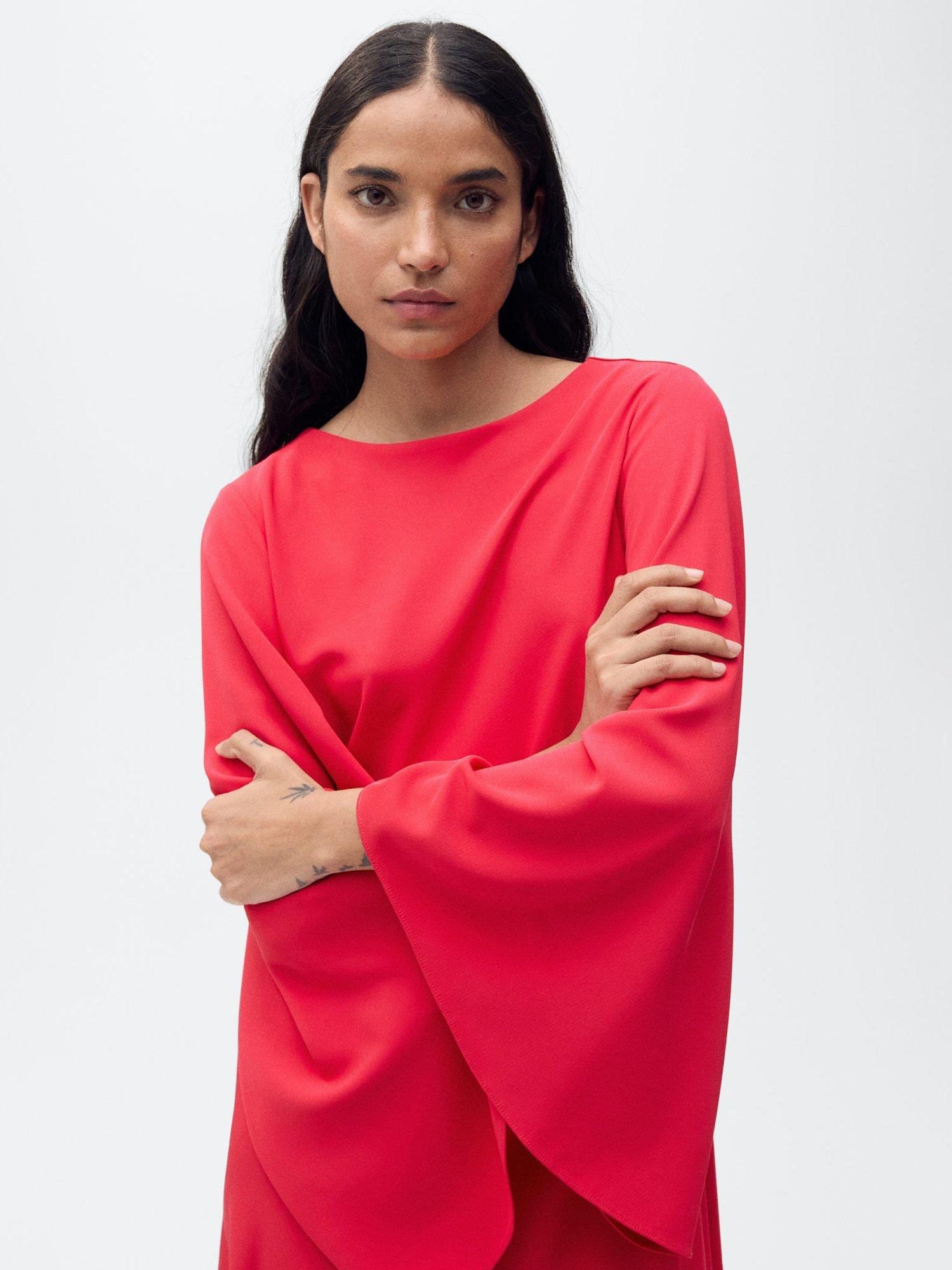 Product image 3 of 7, which shows Mango Rosa Drape Maxi Dress, Bright Pink, 8
