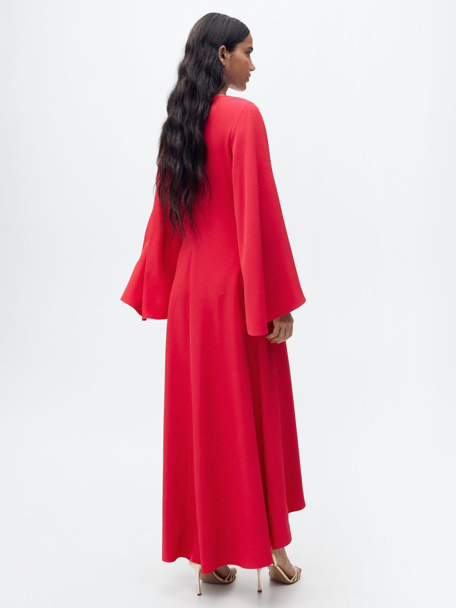 Product image 5 of 7, which shows Mango Rosa Drape Maxi Dress, Bright Pink, 8