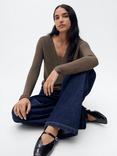 Mango Kling Sparkle Jumper, Dark Brown