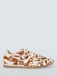 John Lewis France Suede Fawn Print Sporty Runner Trainers, Brown/White
