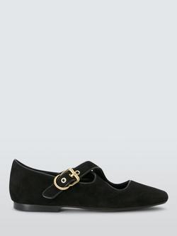 John Lewis Hitch Suede Cross Strap Mary Jane Ballerina Pumps, Black, Black