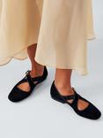 John Lewis Hitch Suede Cross Strap Mary Jane Ballerina Pumps, Black