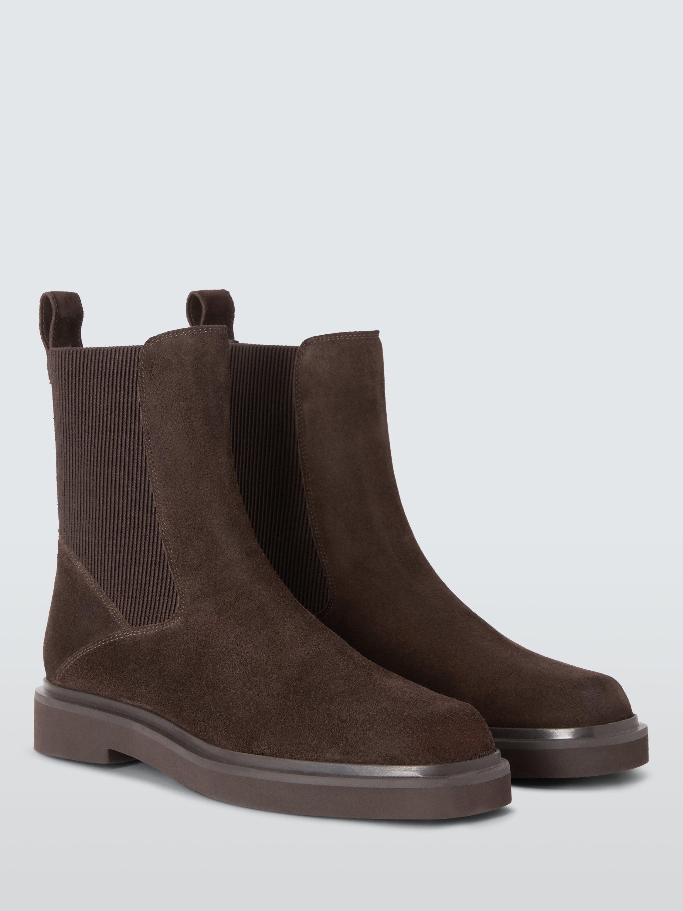 Product image 3 of 6, which shows John Lewis Pads Suede Chip Toe Moto Chelsea Boots, Brown, 3