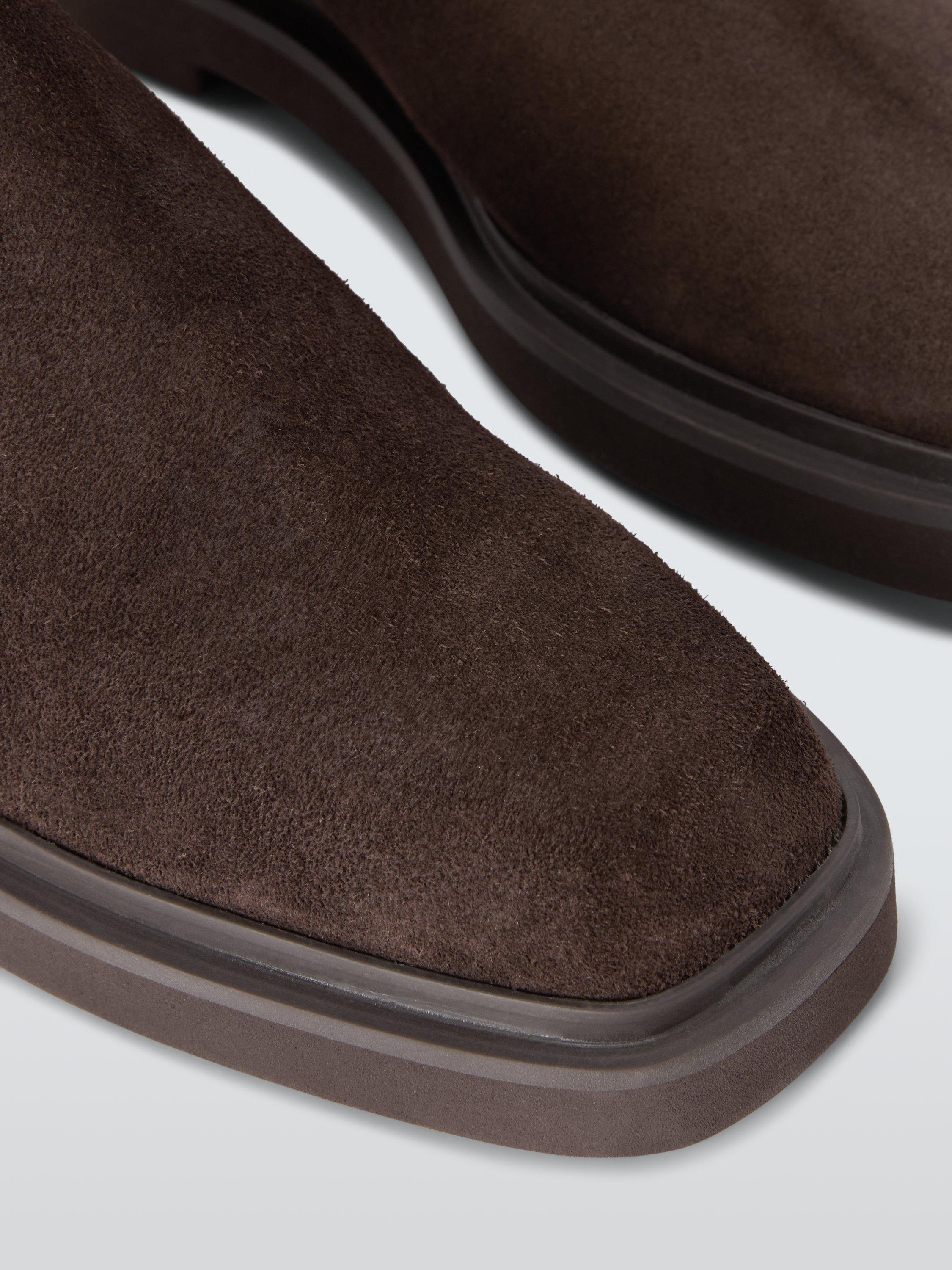 Product image 4 of 6, which shows John Lewis Pads Suede Chip Toe Moto Chelsea Boots, Brown, 3
