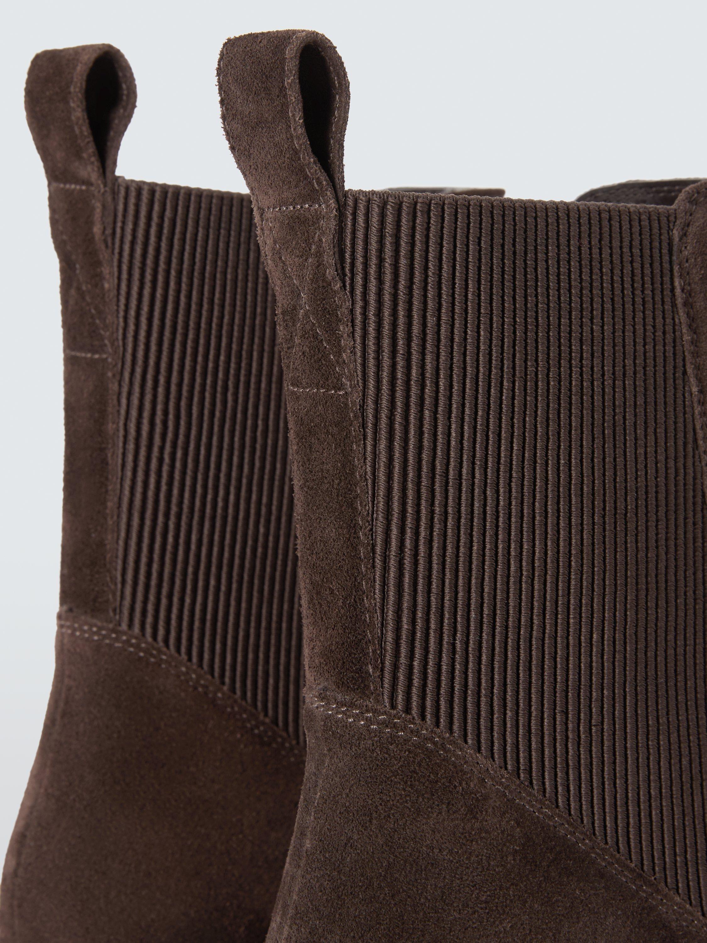 Product image 5 of 6, which shows John Lewis Pads Suede Chip Toe Moto Chelsea Boots, Brown, 3