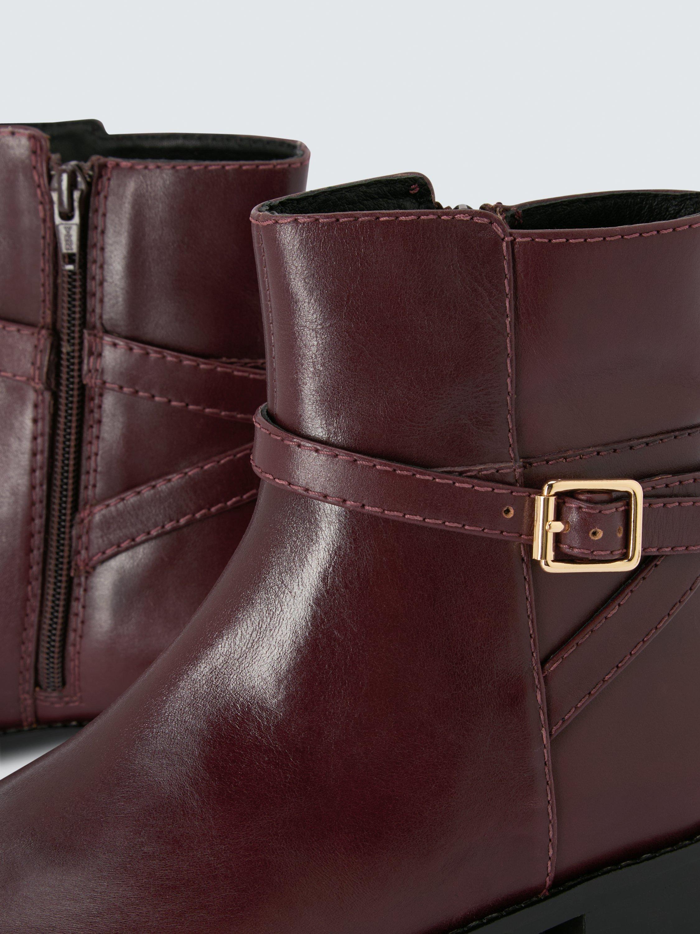 Product image 5 of 6, which shows John Lewis Paso Leather Buckle Harness Riding Ankle Boots, Maroon, 3