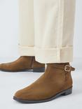 John Lewis Paso Suede Buckle Harness Riding Ankle Boots, Tan