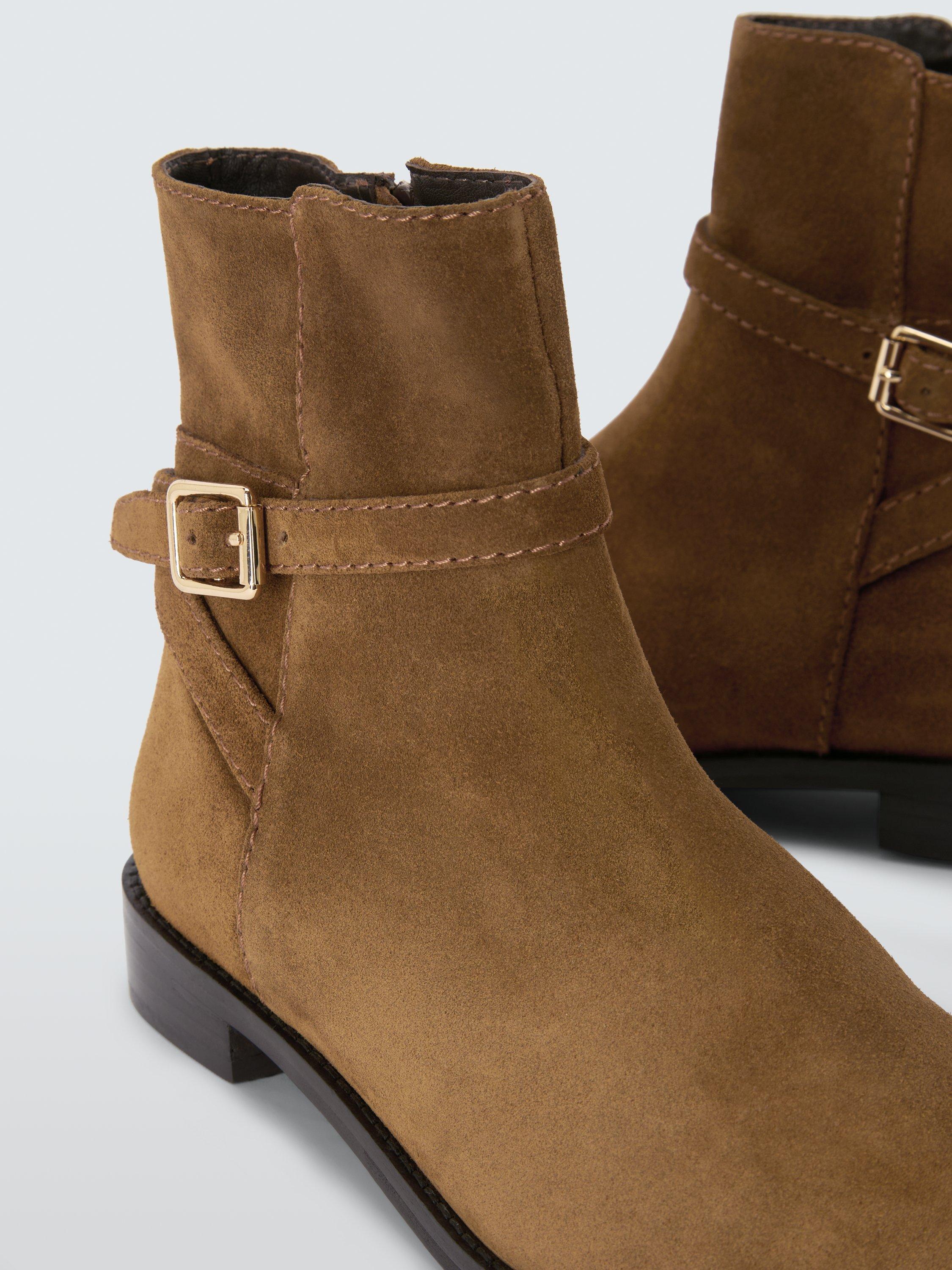 Product image 5 of 6, which shows John Lewis Paso Suede Buckle Harness Riding Ankle Boots, Tan, 3
