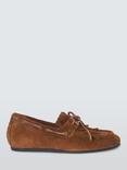 John Lewis Flare Suede Fringe Tassle Moccasins, Tan