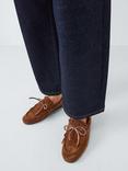 John Lewis Flare Suede Fringe Tassle Moccasins, Tan