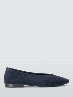John Lewis Helm Suede High Vamp Ballerina Pumps, Navy