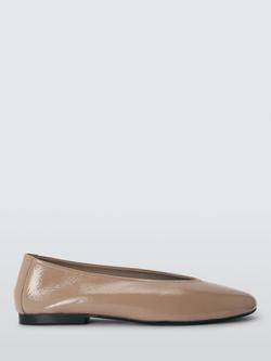 John Lewis Helm Leather High Vamp Ballerina Pumps, Taupe