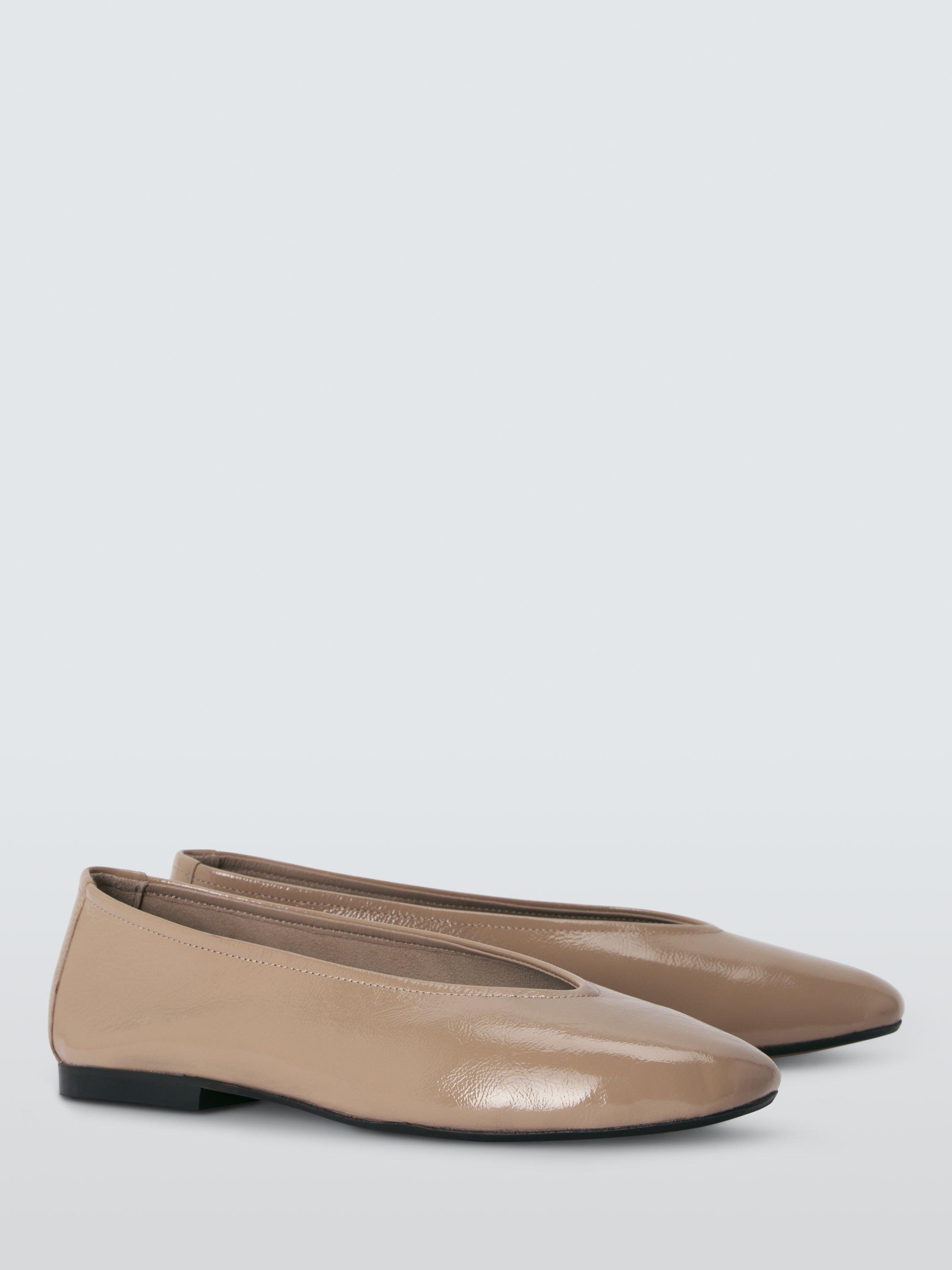 Product image 3 of 6, which shows John Lewis Helm Leather High Vamp Ballerina Pumps, Taupe, 3