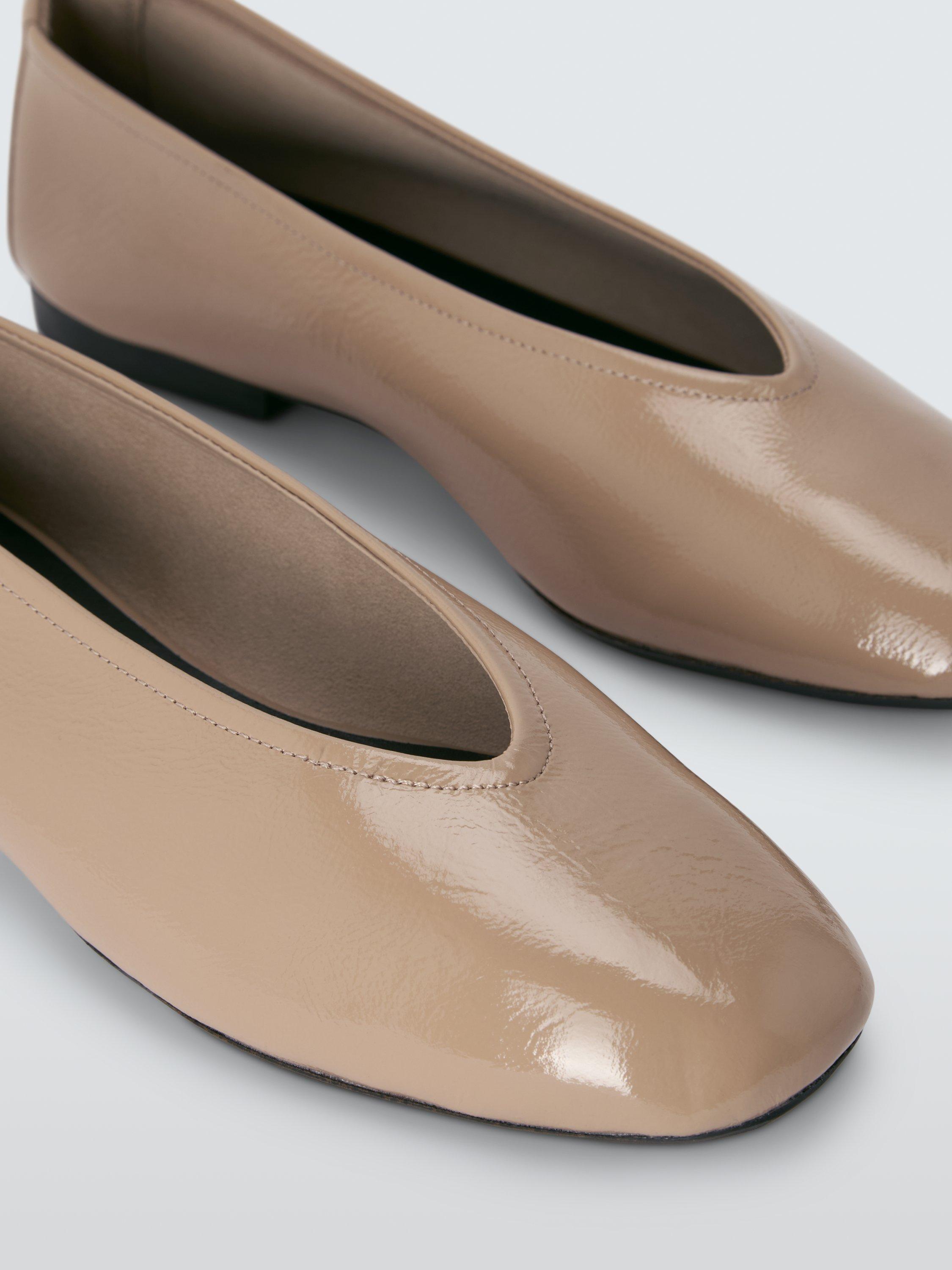 Product image 4 of 6, which shows John Lewis Helm Leather High Vamp Ballerina Pumps, Taupe, 3