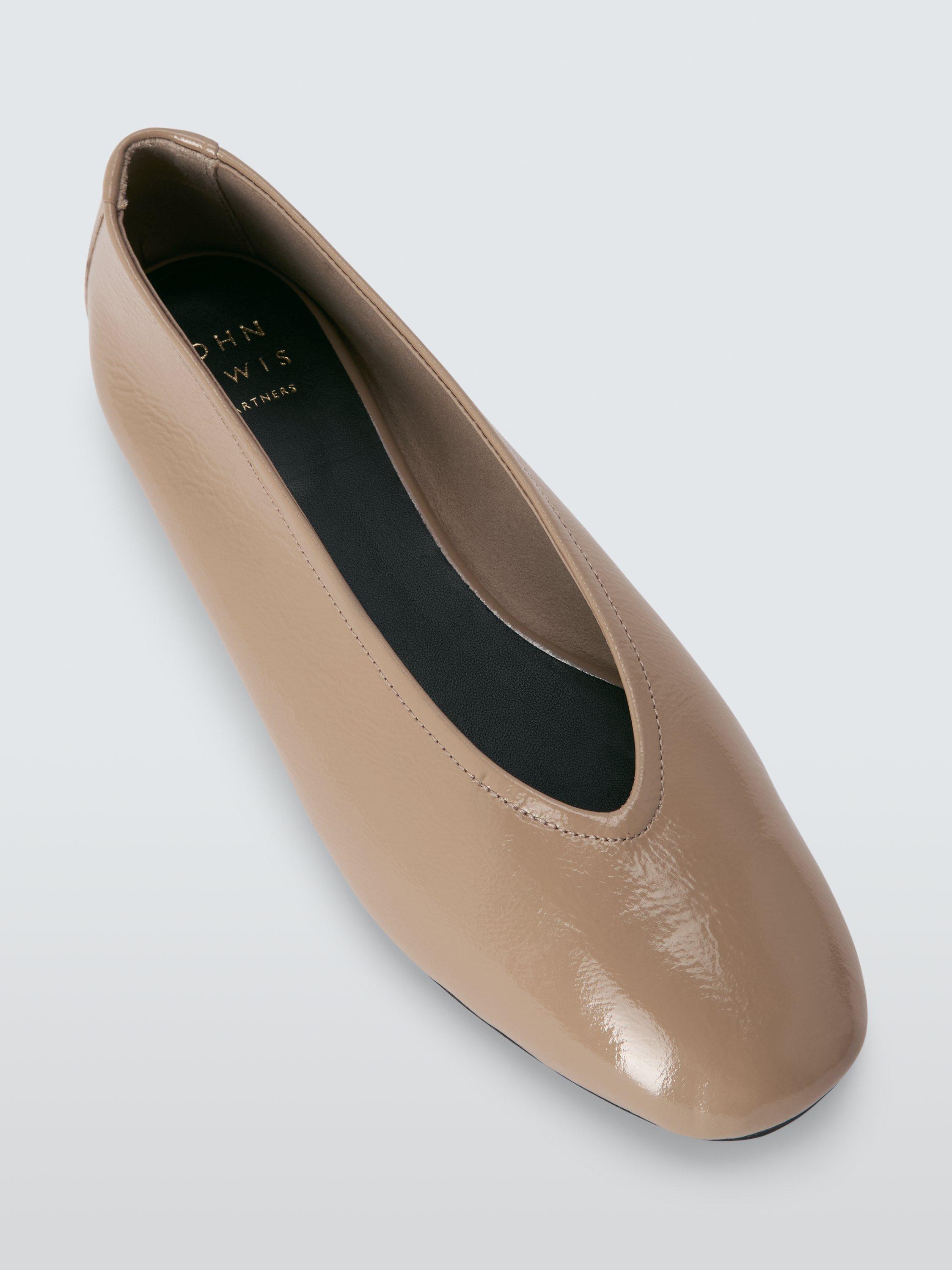 Product image 5 of 6, which shows John Lewis Helm Leather High Vamp Ballerina Pumps, Taupe, 3