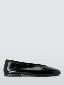 John Lewis Helm Leather High Vamp Ballerina Pumps, Black