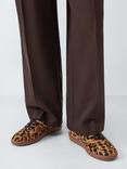 John Lewis Fae Leopard Print Lace Up Cupsole Trainers, Brown/Blue/Multi