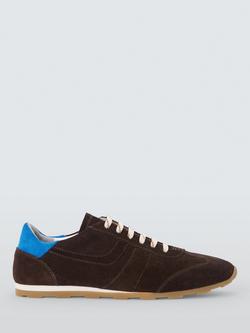 John Lewis France Suede Sporty Runner Trainers, Brown/Blue