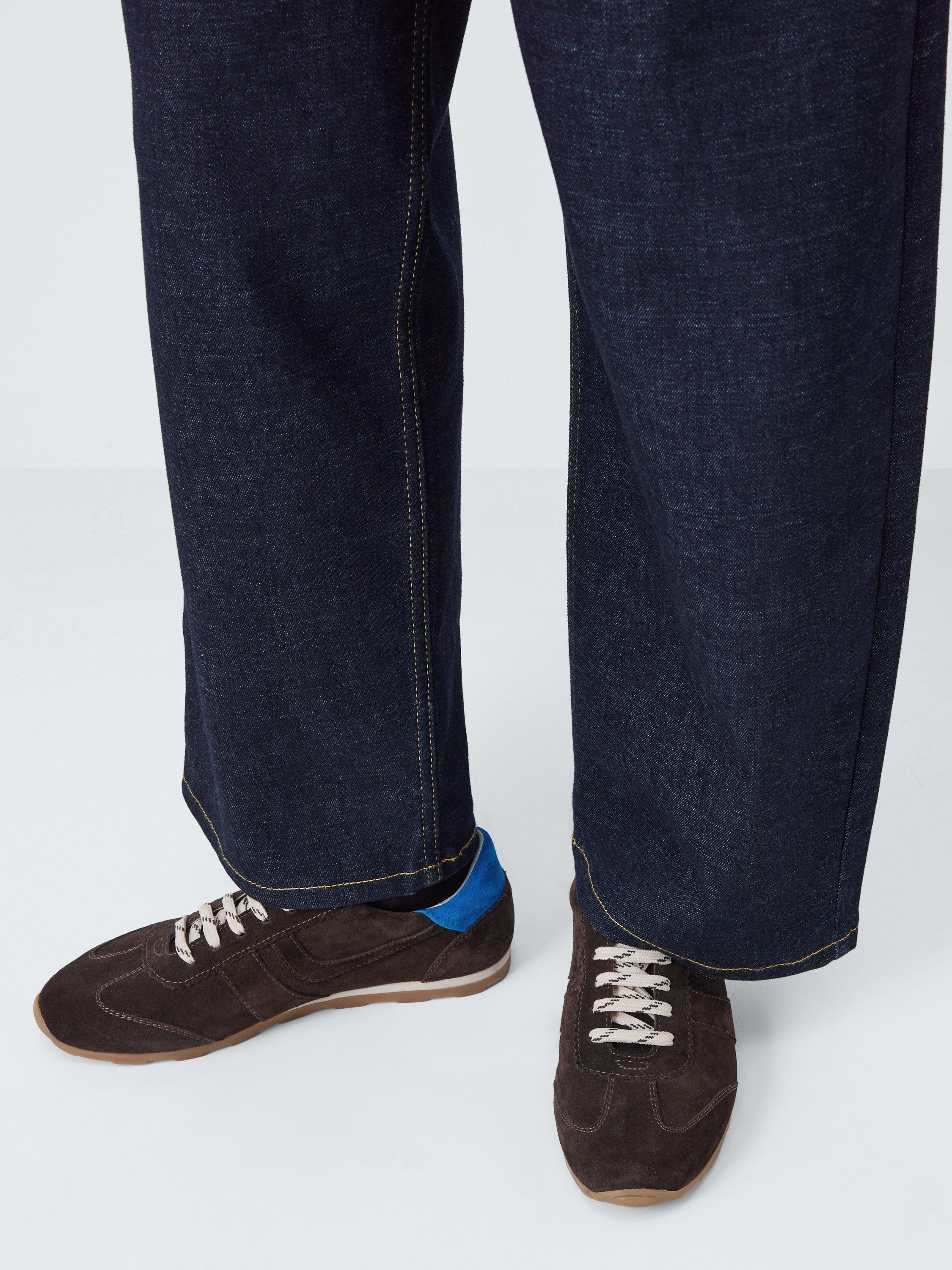 Product image 2 of 6, which shows John Lewis France Suede Sporty Runner Trainers, Brown/Blue, 3