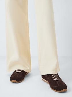 John Lewis France Suede Sporty Runner Trainers - view 2, Brown/Blue