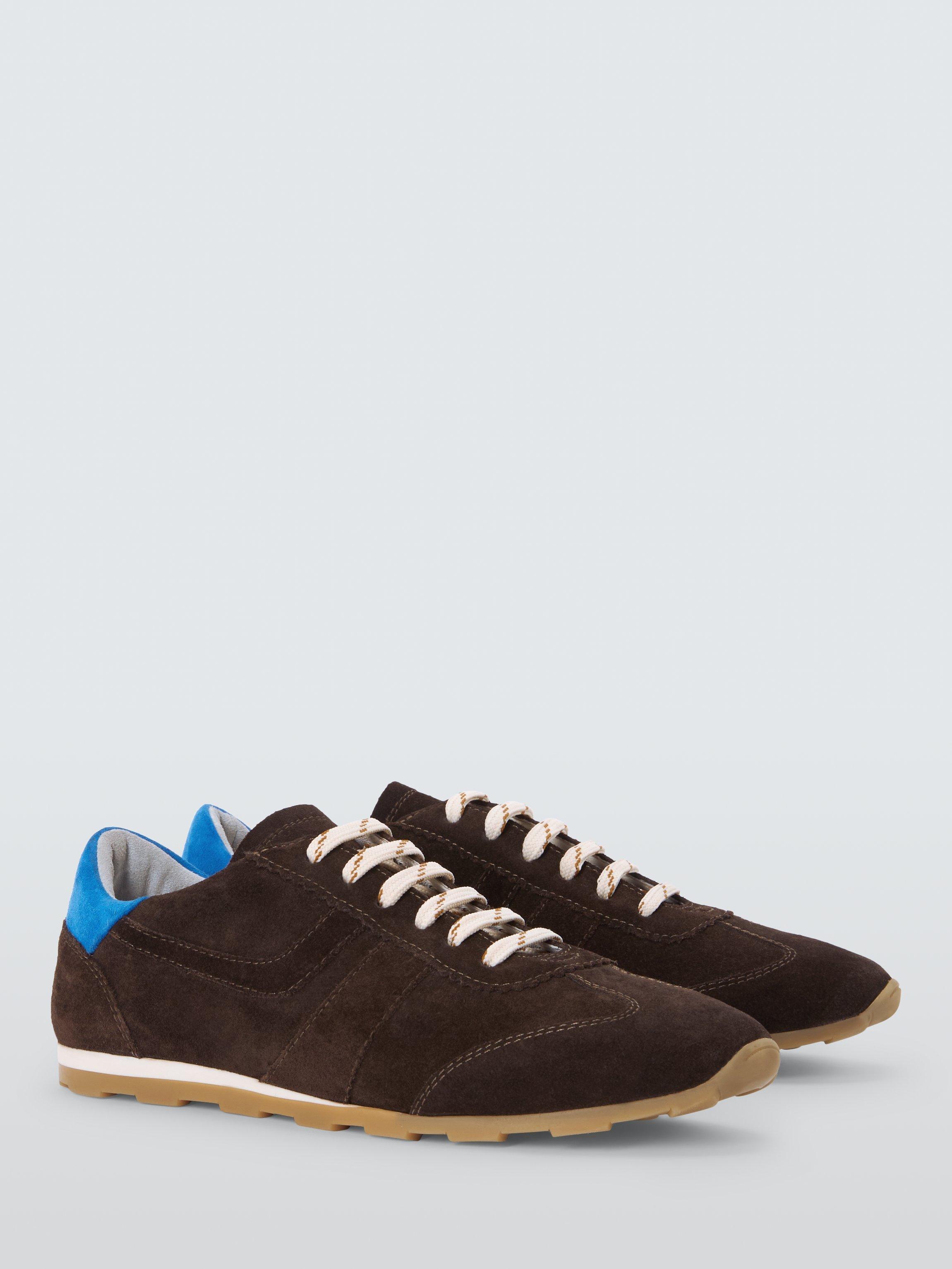 Product image 3 of 6, which shows John Lewis France Suede Sporty Runner Trainers, Brown/Blue, 3