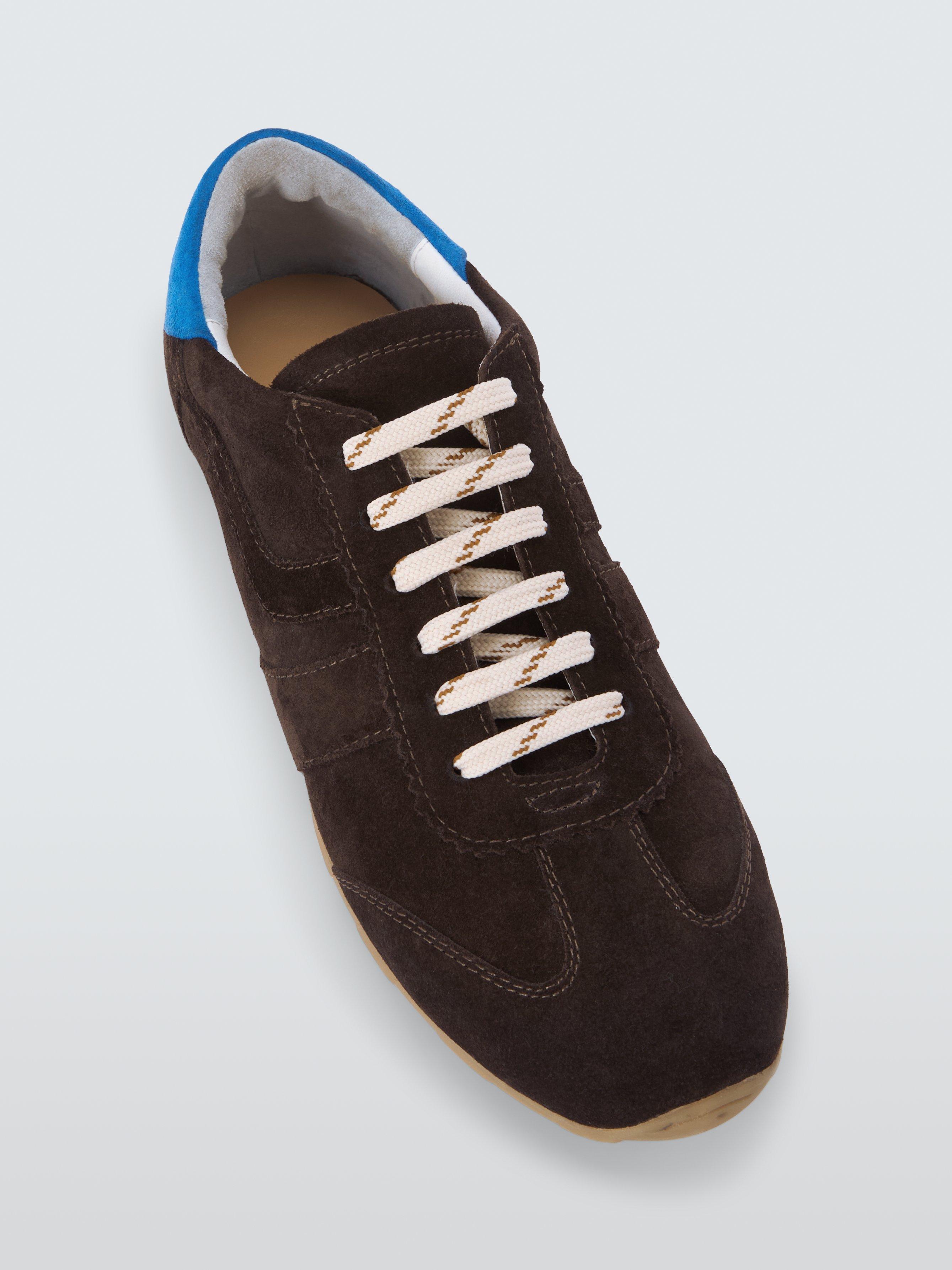 Product image 5 of 6, which shows John Lewis France Suede Sporty Runner Trainers, Brown/Blue, 3
