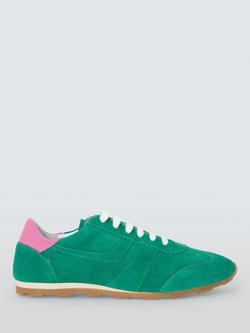 John Lewis France Suede Sporty Runner Trainers, Green/Multi