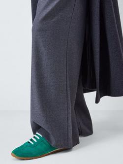 John Lewis France Suede Sporty Runner Trainers - view 2, Green/Multi