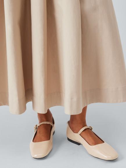 John Lewis Harrietta Mary Jane Leather Pumps, Beige - view 2, Beige