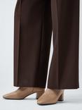 John Lewis Olive Leather Block Heel Ankle Boots, Beige