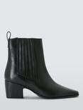 John Lewis Pixee Leather Chisel Toe Western Ankle Boots, Black