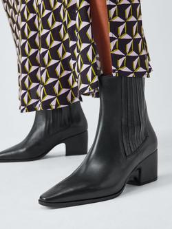 John Lewis Pixee Leather Chisel Toe Western Ankle Boots, Black - view 2, Black