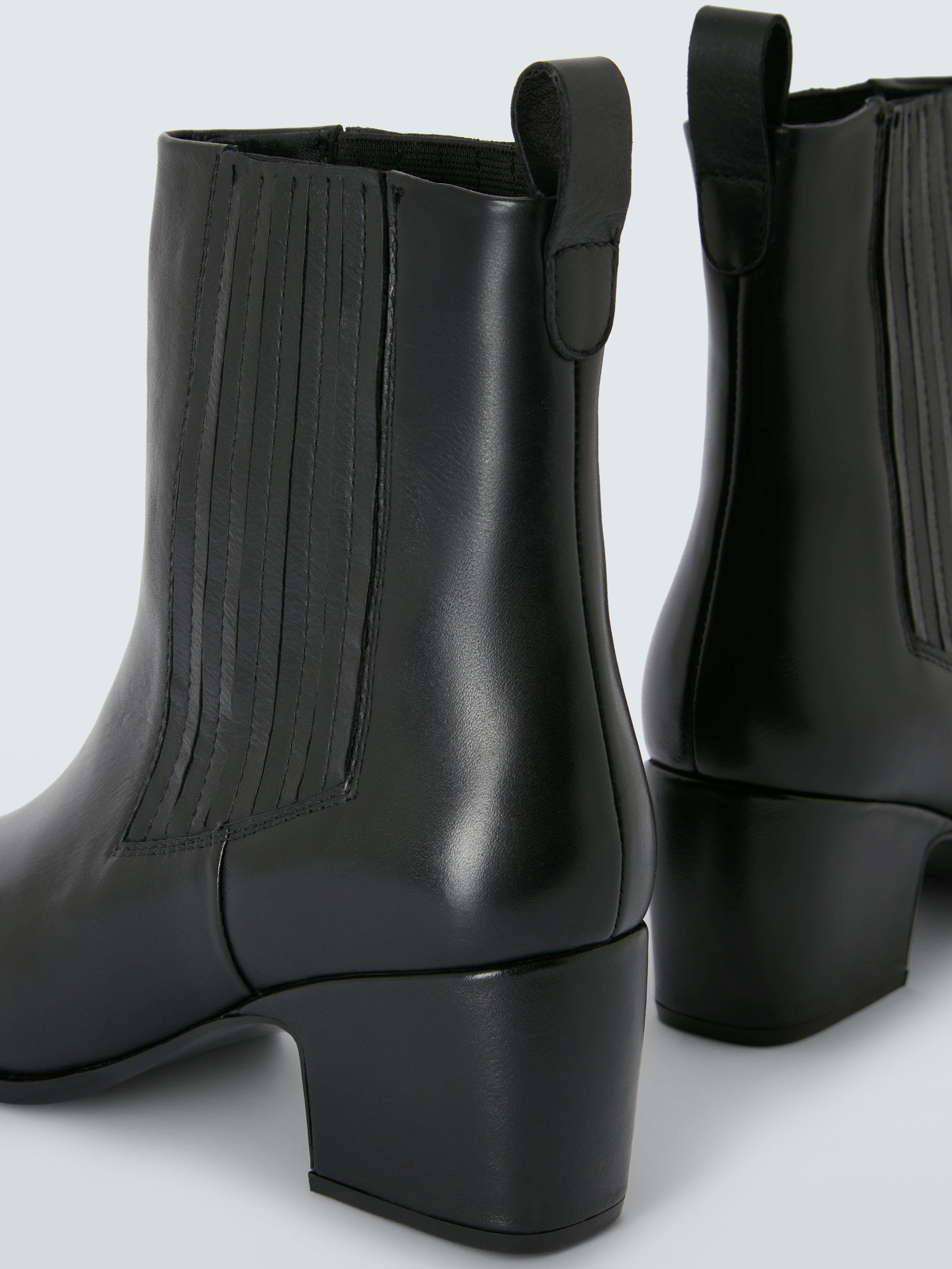 Product image 5 of 6, which shows John Lewis Pixee Leather Chisel Toe Western Ankle Boots, Black, 3