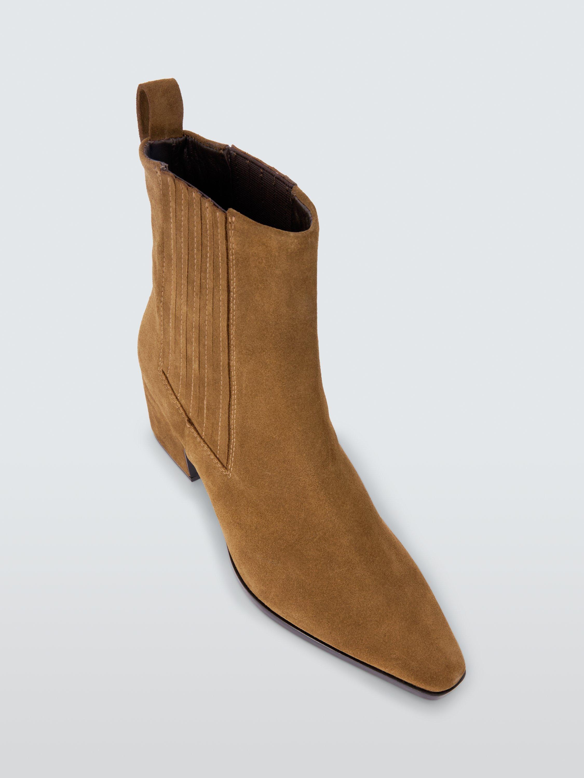 Product image 5 of 6, which shows John Lewis Pixee Suede Chisel Toe Western Ankle Boots, Tan, 8