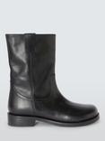 John Lewis Polo Leather Round Toe Calf Boots, Black