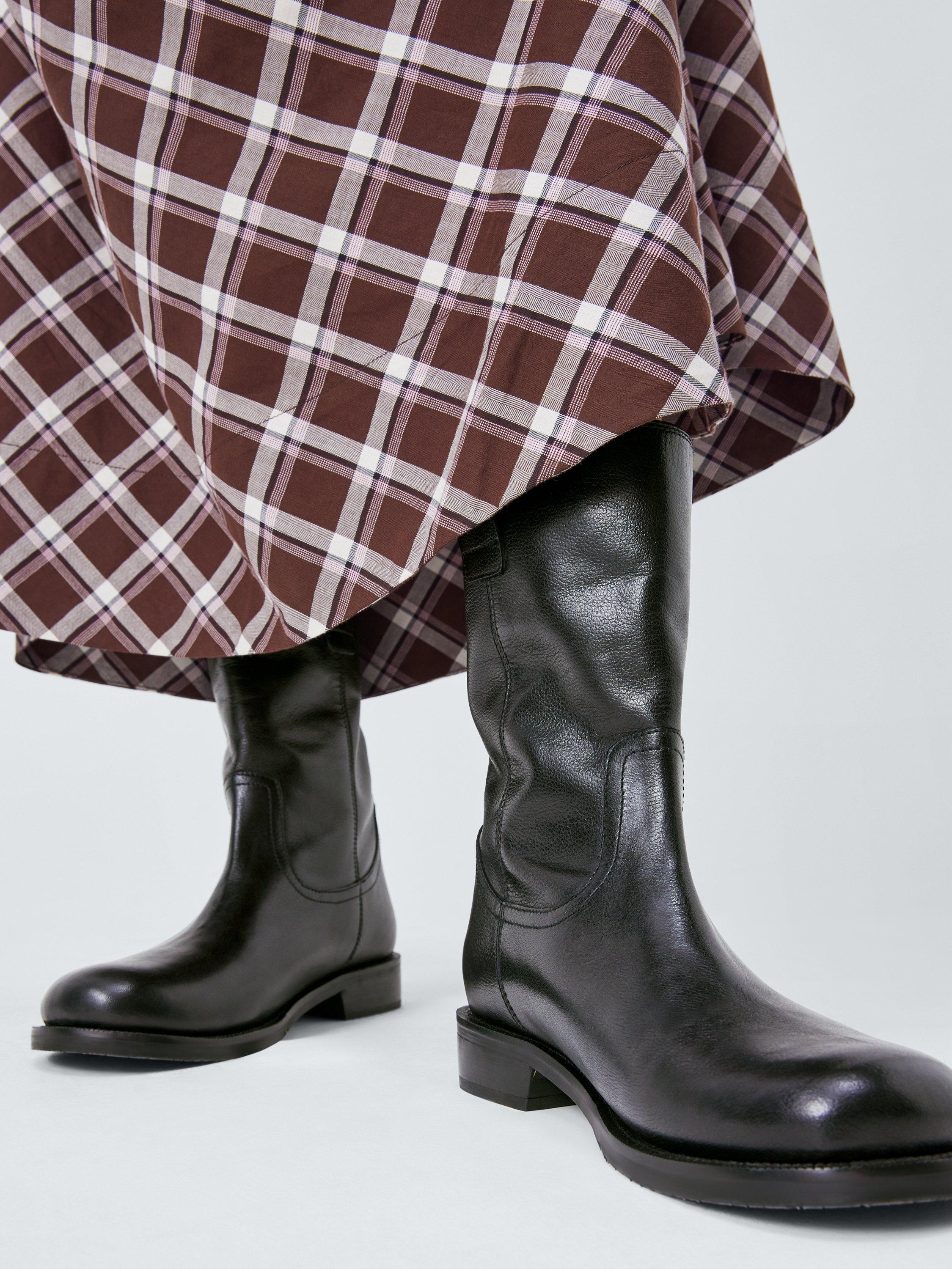 Product image 2 of 6, which shows John Lewis Polo Leather Round Toe Calf Boots, Black, 3