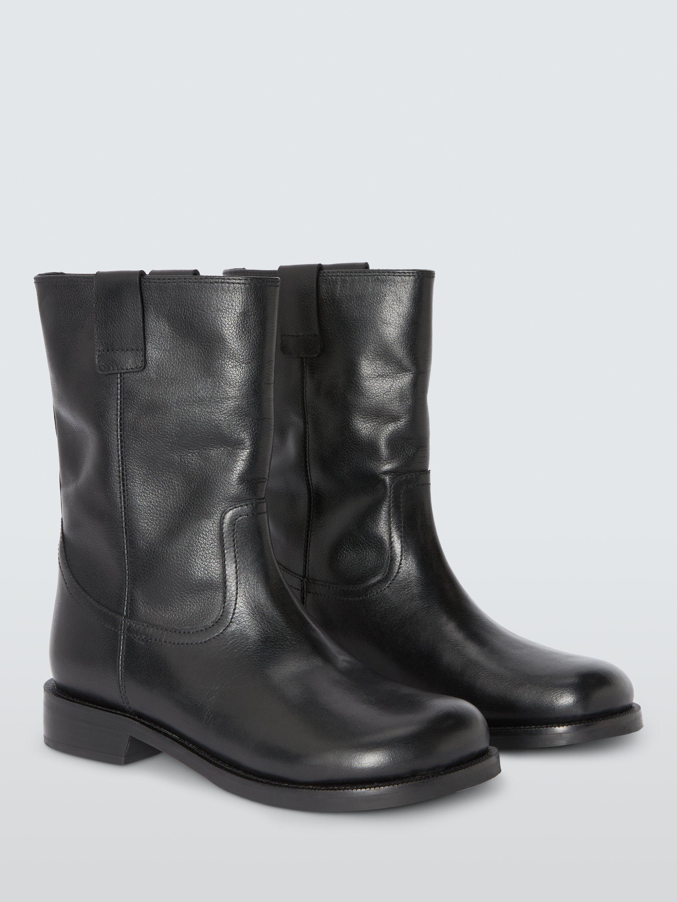 Product image 3 of 6, which shows John Lewis Polo Leather Round Toe Calf Boots, Black, 3