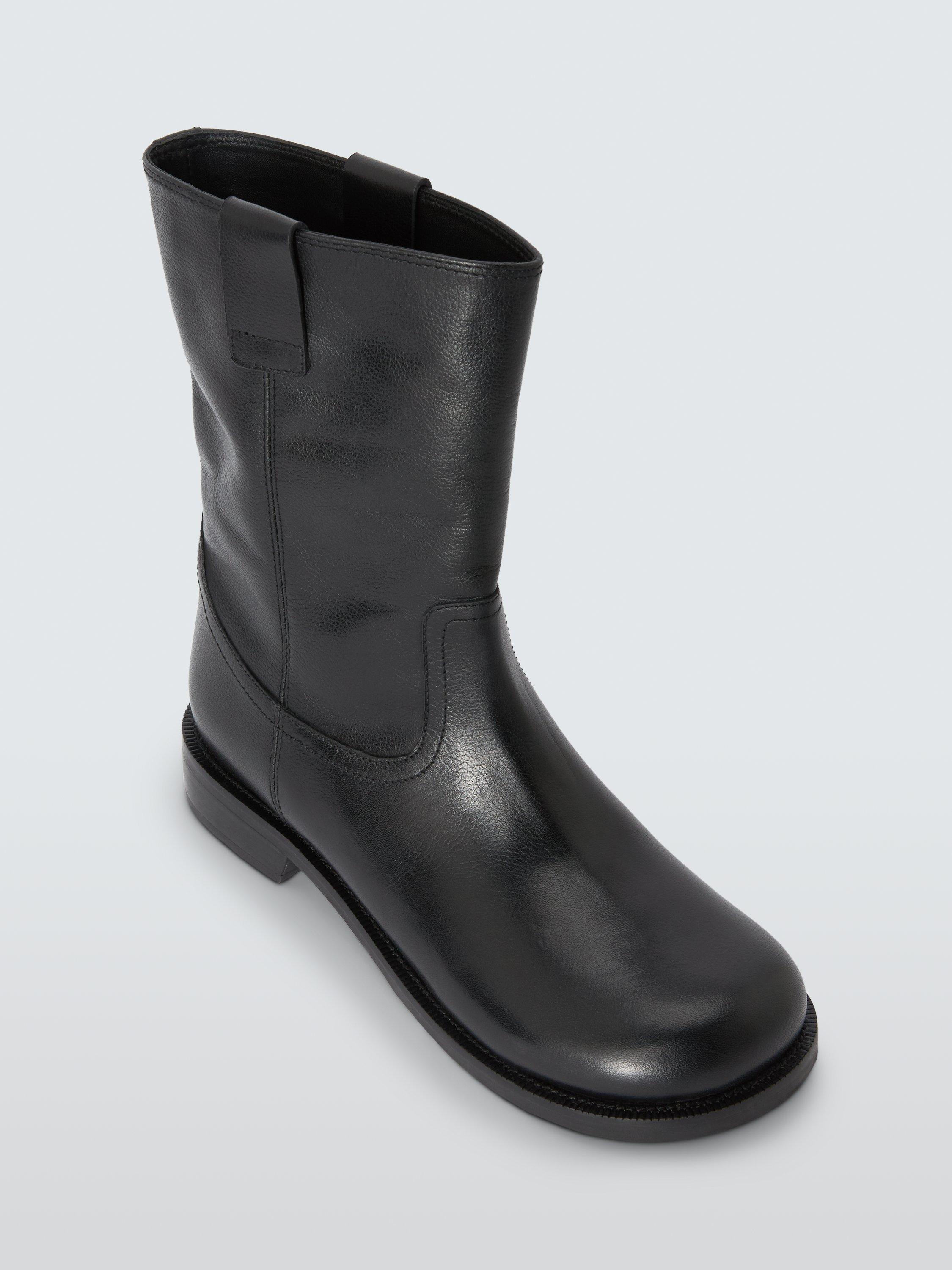 Product image 5 of 6, which shows John Lewis Polo Leather Round Toe Calf Boots, Black, 3