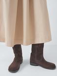 John Lewis Polo Suede Round Toe Calf Boots, Brown