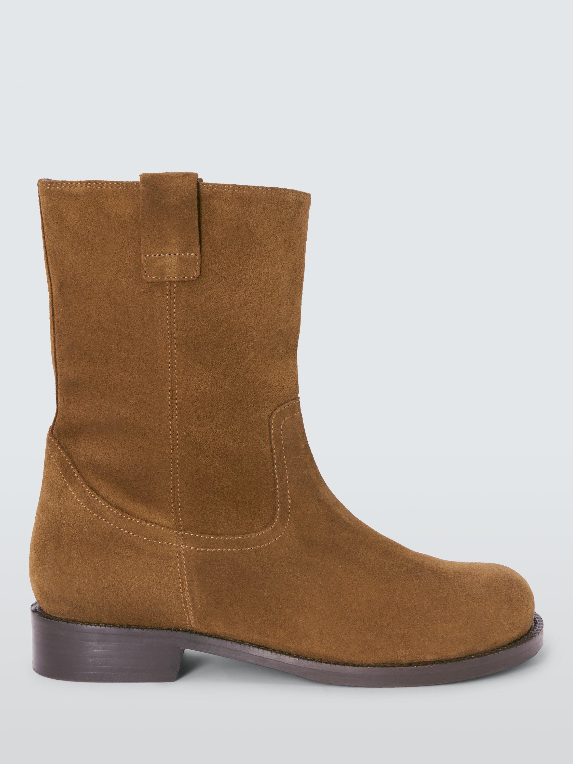 Product image 1 of 6, which shows John Lewis Polo Suede Round Toe Calf Boots, Tan, 3